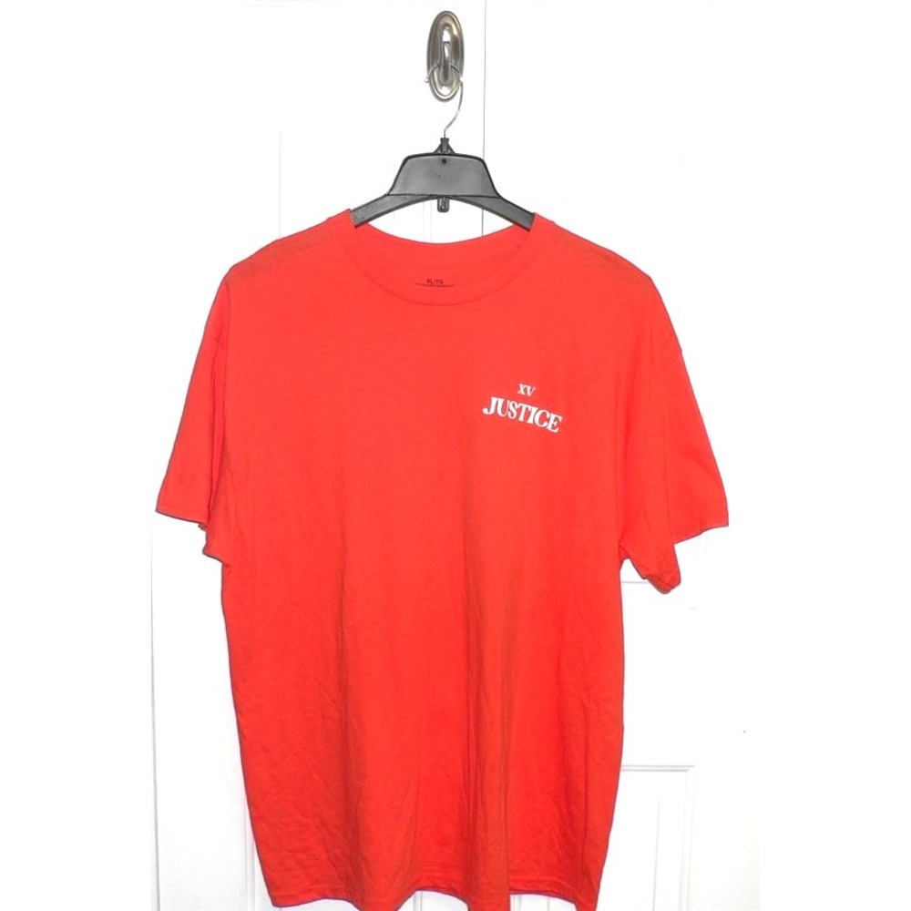 XV Justice Men's‎ Crew Short Sleeve Graphic Print Cotton T-Shirt in Orange XL